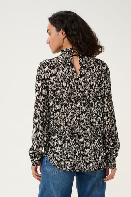 Blouse with long sleeve Regular fit Black/ElefantS. GraphicFlower - Image 3