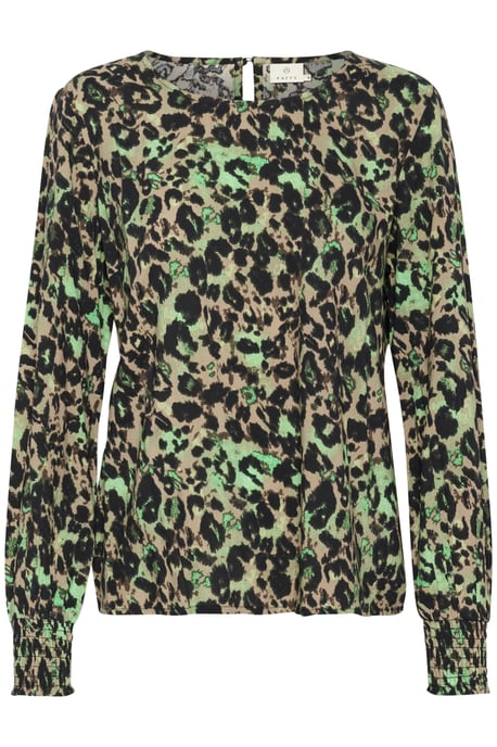 Blouse with long sleeve Regular fit Brown/Green LeoPrint - Image 1