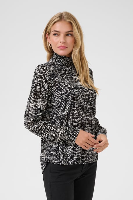 Blouse met lange mouwen Regular fit Black/Turtledove Graphic Dot black white - Image 3