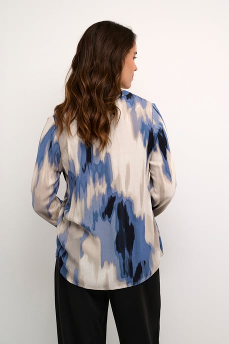 Blouse with long sleeve Regular fit Blue Abstract Print - Image 3
