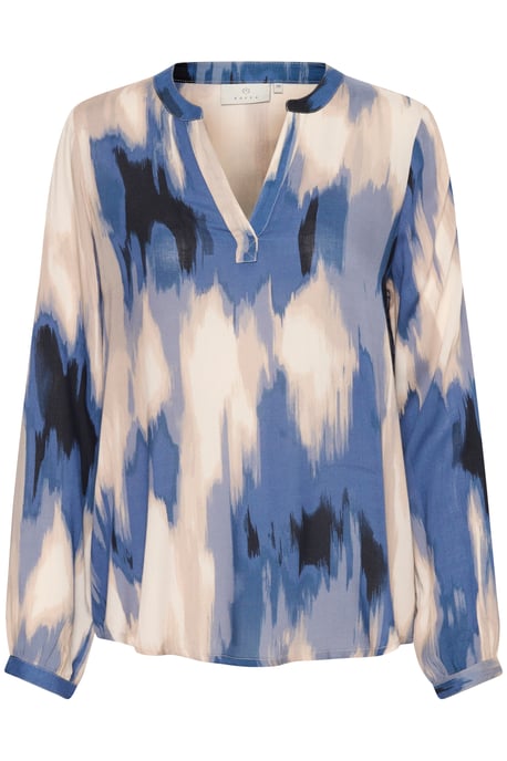 Blouse with long sleeve Regular fit Blue Abstract Print - Image 4