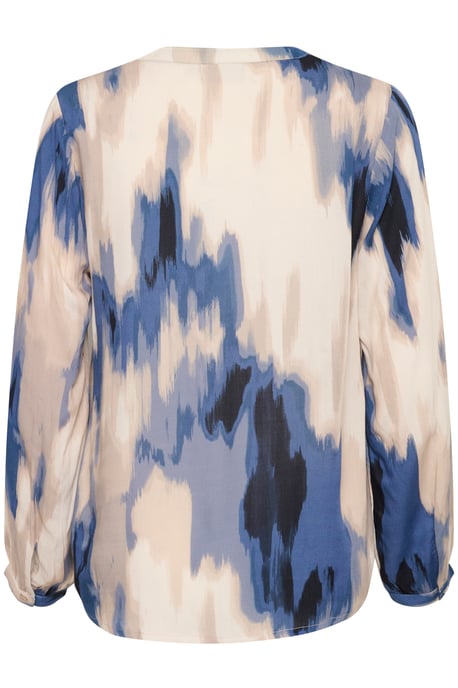 Blouse with long sleeve Regular fit Blue Abstract Print - Image 5