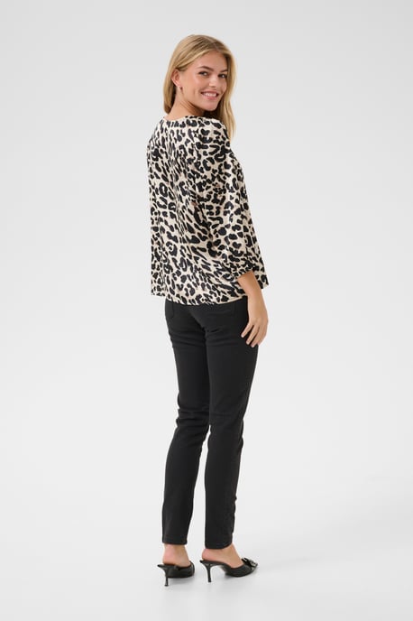 Blouse with long sleeve Loose fit Brown Leopard - Image 2