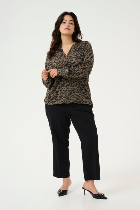Blouse met lange mouwen Regular fit Brown/Black Flower Print floral - Image 1