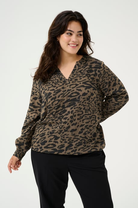 Blouse met lange mouwen Regular fit Brown/Black Flower Print floral - Image 3