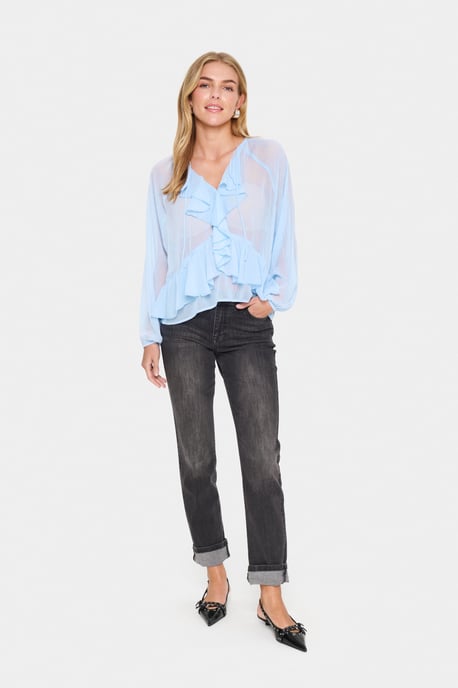 Blouse with long sleeve Loose fit Chambray Blue - Image 1
