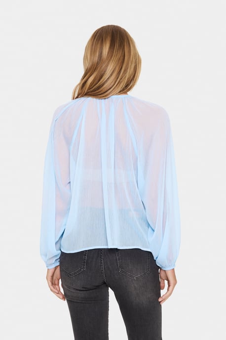 Blouse with long sleeve Loose fit Chambray Blue - Image 3