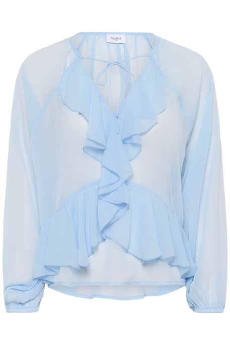 Blouse with long sleeve Loose fit Chambray Blue - Image 4