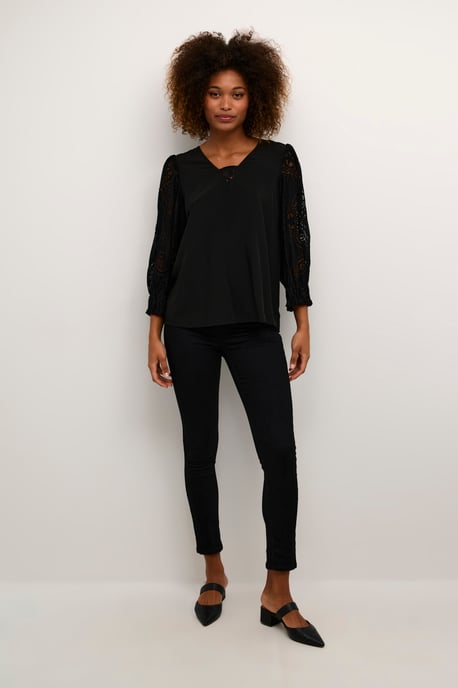 Blouse met lange mouwen Relaxed fit Blac - Image 1