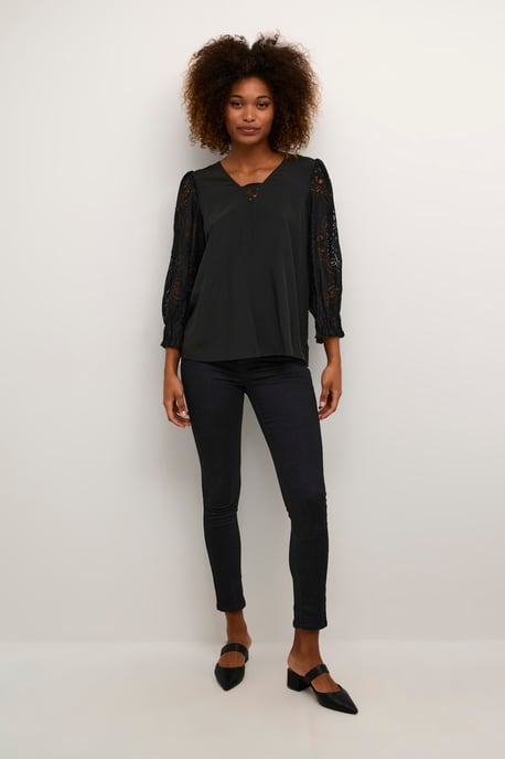 Blouse met lange mouwen Relaxed fit Blac - Image 2