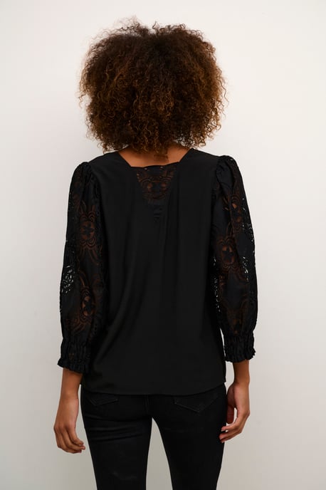 Blouse met lange mouwen Relaxed fit Blac - Image 4