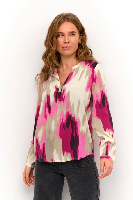 Blouse with long sleeve Regular fit Pink Abstract Print - Image 2