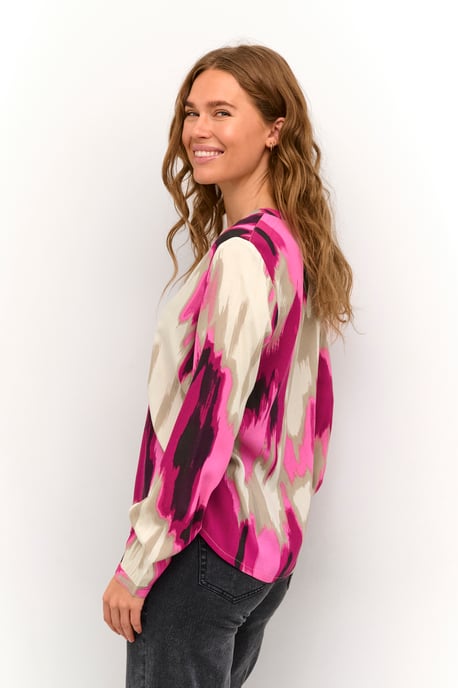 Blouse with long sleeve Regular fit Pink Abstract Print - Image 3