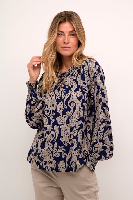 Blouse with long sleeve Regular fit Blue Paisley - Image 2