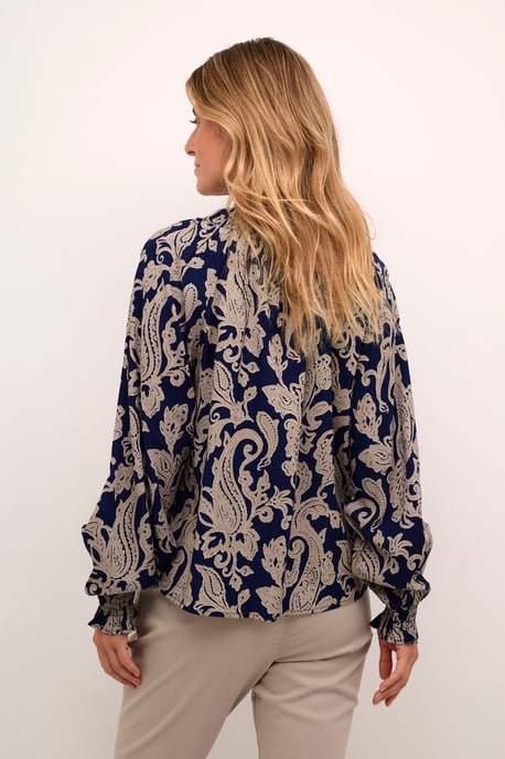Blouse with long sleeve Regular fit Blue Paisley - Image 3