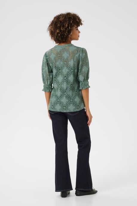 Blouse with long sleeve Relaxed fit Green Milieu - Image 2