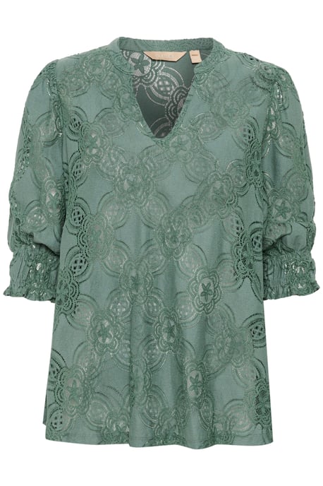 Blouse with long sleeve Relaxed fit Green Milieu - Image 4