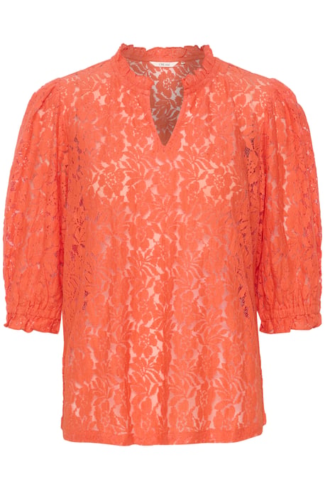 Blouse with short sleeve A-shape Hot Coral - Image 4