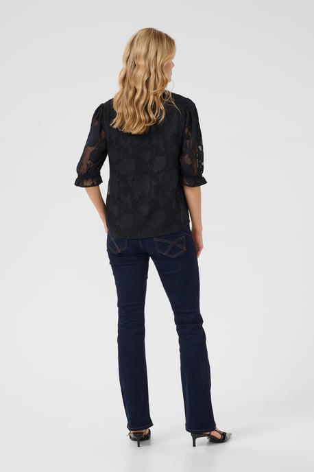 Blouse with short sleeve Regular fit Pitch Black - Image 2