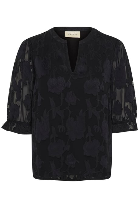 Blouse with short sleeve Regular fit Pitch Black - Image 4
