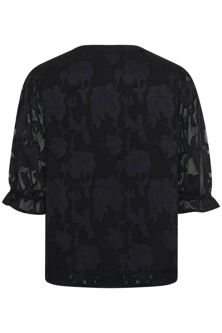 Blouse with short sleeve Regular fit Pitch Black - Image 5