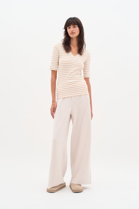 Jersey top Slim fit Alabaster/Pure White stripe beige - Image 1
