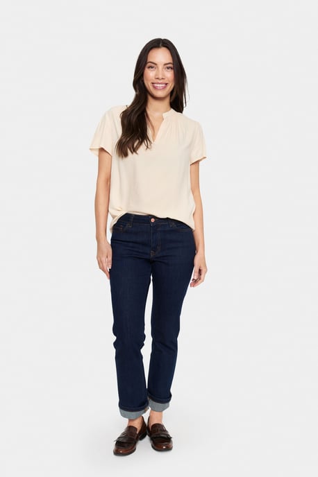 Blouse with short sleeve Regular fit Creme - Image 1