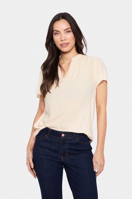 Blouse with short sleeve Regular fit Creme - Image 2