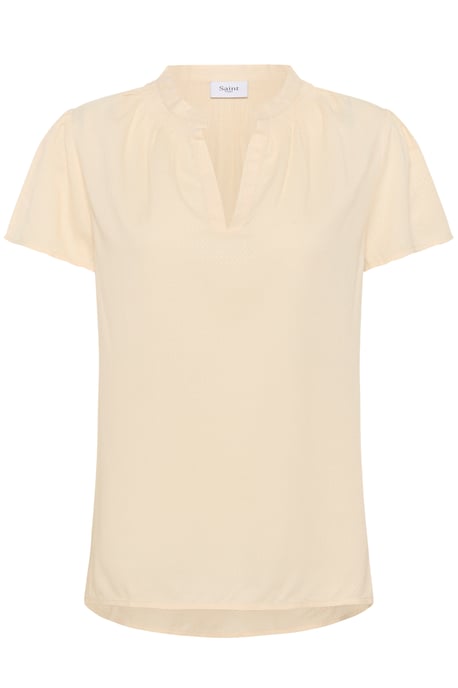 Blouse with short sleeve Regular fit Creme - Image 4