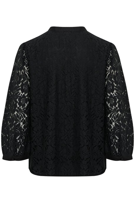 Blouse with short sleeve Regular fit Pitch Black - Image 5