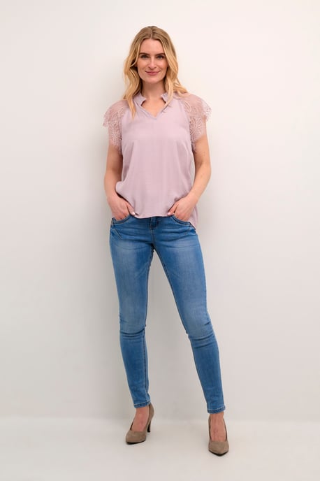 Blouse with short sleeve Straight fit Deauville Mauve - Image 1