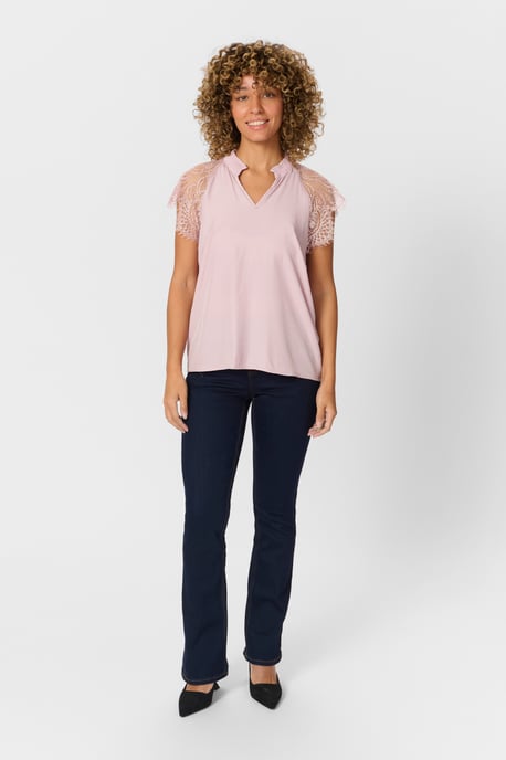 Blouse with short sleeve Straight fit Deauville Mauve - Image 2