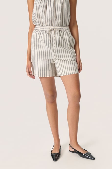 Shorts casual Relaxed fit Beige with Black Stripe - Image 2