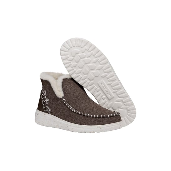HEYDUDE Denny Wool Faux Shearling Polyester Women's Walnut Boots - Image 3