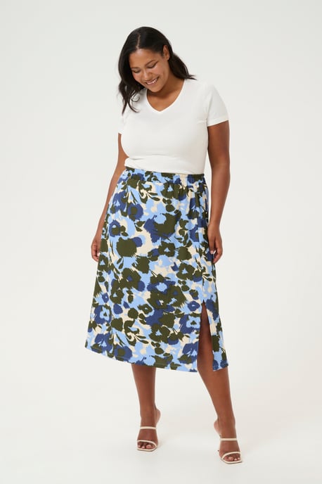 Rok A-shape Blue_Blurry Flower Print blue multi - Image 2