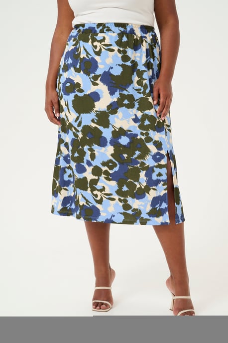 Rok A-shape Blue_Blurry Flower Print blue multi - Image 3