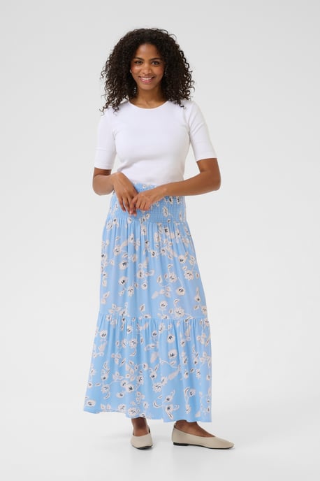 Skirt A-shape Vista Blue W. Chalk Flowers - Image 1