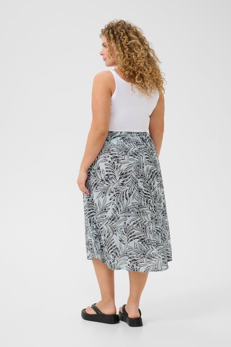Skirt A-shape Blue Leaf Print - Image 3