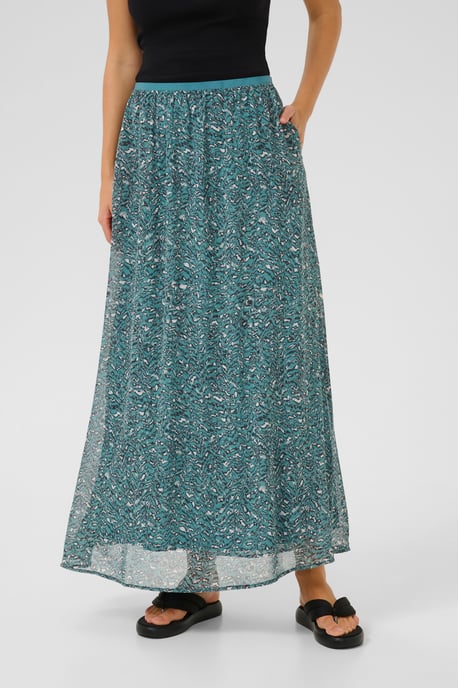 Skirt A-shape Teal/Black/White Graphic - Image 3