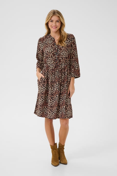 Dress Feminine Silhouette Leopard Mix - Image 1