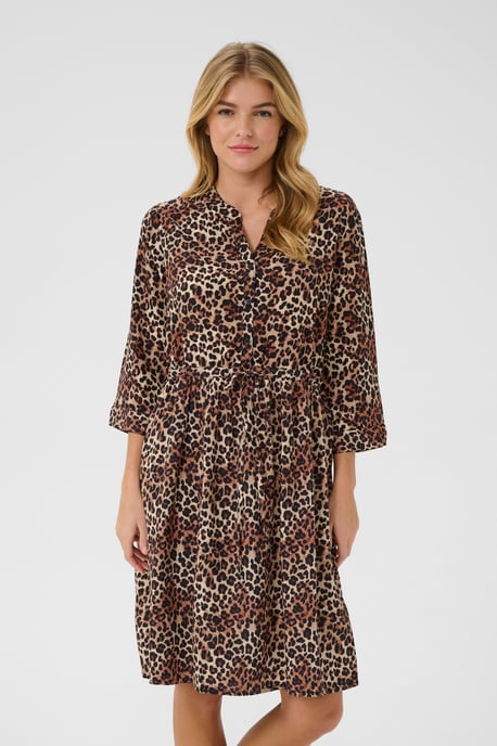 Dress Feminine Silhouette Leopard Mix - Image 3