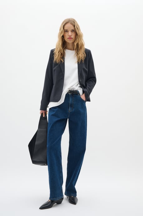 Blazer Feminine Silhouette Dark Grey Melange - Image 3