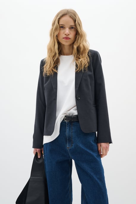 Blazer Feminine Silhouette Dark Grey Melange - Image 5