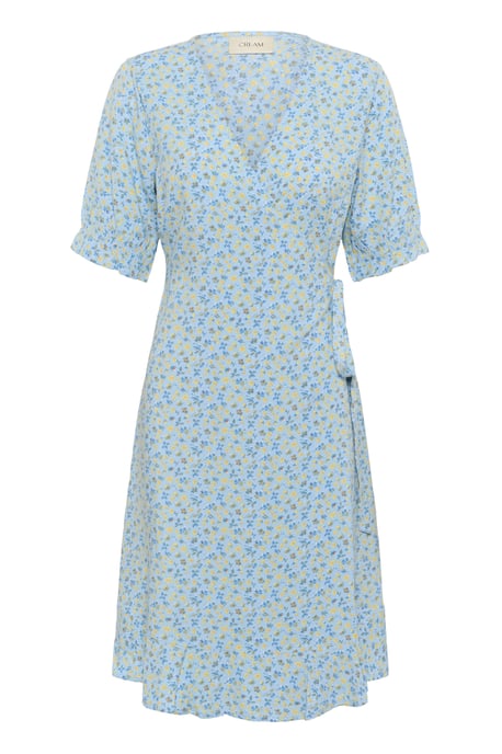 Dress Feminine Silhouette Blue Yellow Small Floral - Image 4