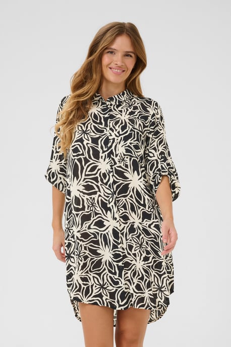 Long sleeved shirt Loose fit Black / Light Beige Flower - Image 3