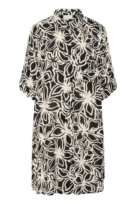 Long sleeved shirt Loose fit Black / Light Beige Flower - Image 4