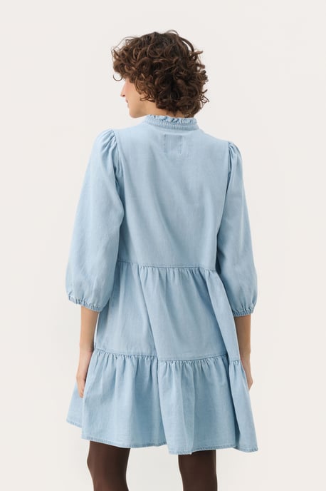 Long sleeved shirt A-shape Whiteish Blue Denim - Image 3