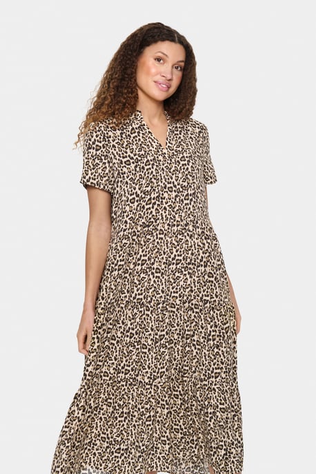 Dress A-shape Creme Leopard Strokes - Image 3