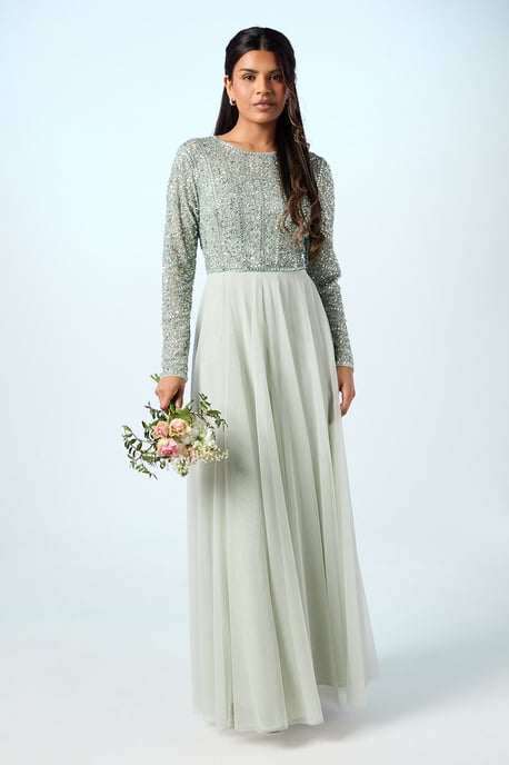 Petite Mixed Gem Tulle Skirt Bridesmaid Dress - Image 1