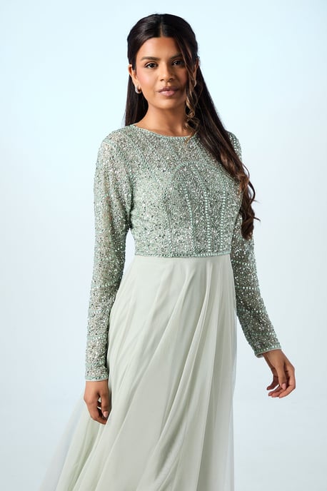 Petite Mixed Gem Tulle Skirt Bridesmaid Dress - Image 2